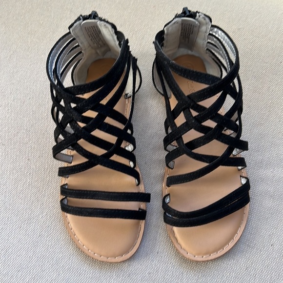 Cat and Jack flat gladiator sandals black velour size 13 - Picture 3 of 10